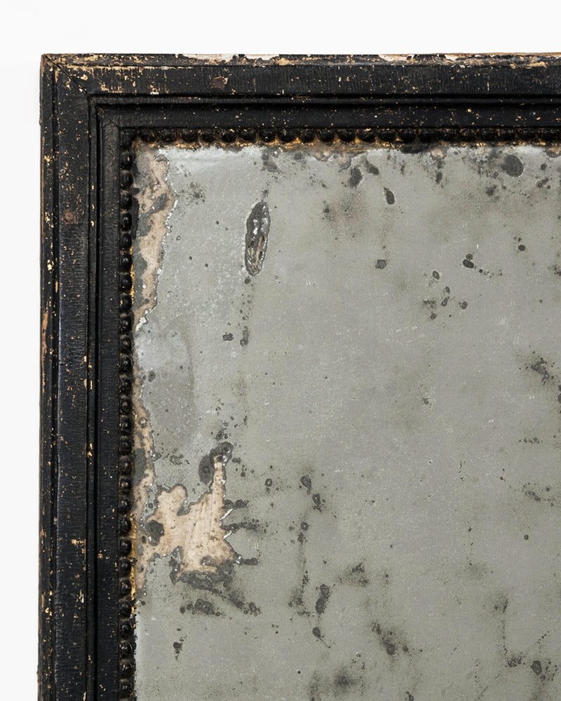 Late 19th C French Antique Mirror with Black Painted Frame