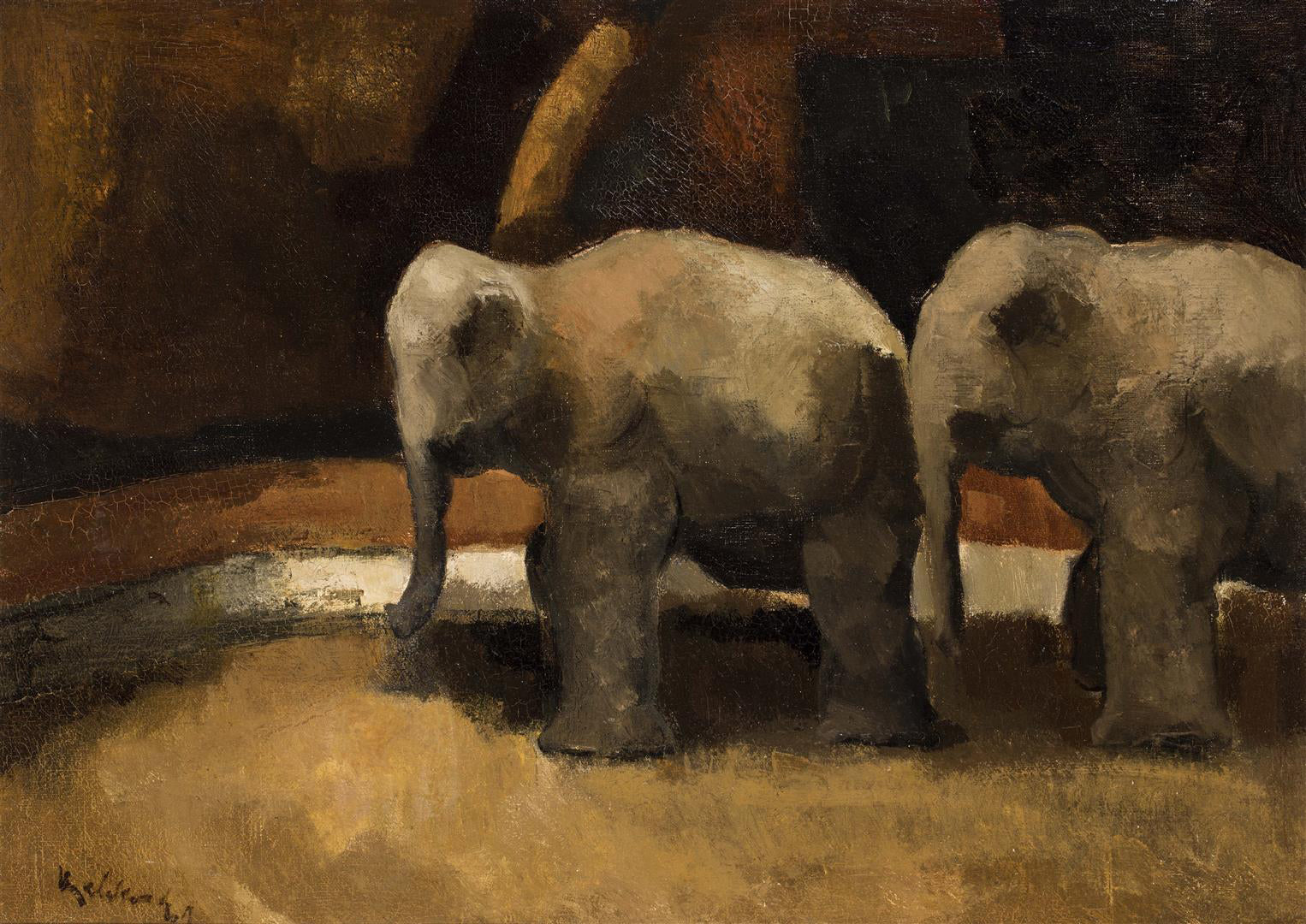 Elephants In The Circus Oil Painting by Toon Kelder
