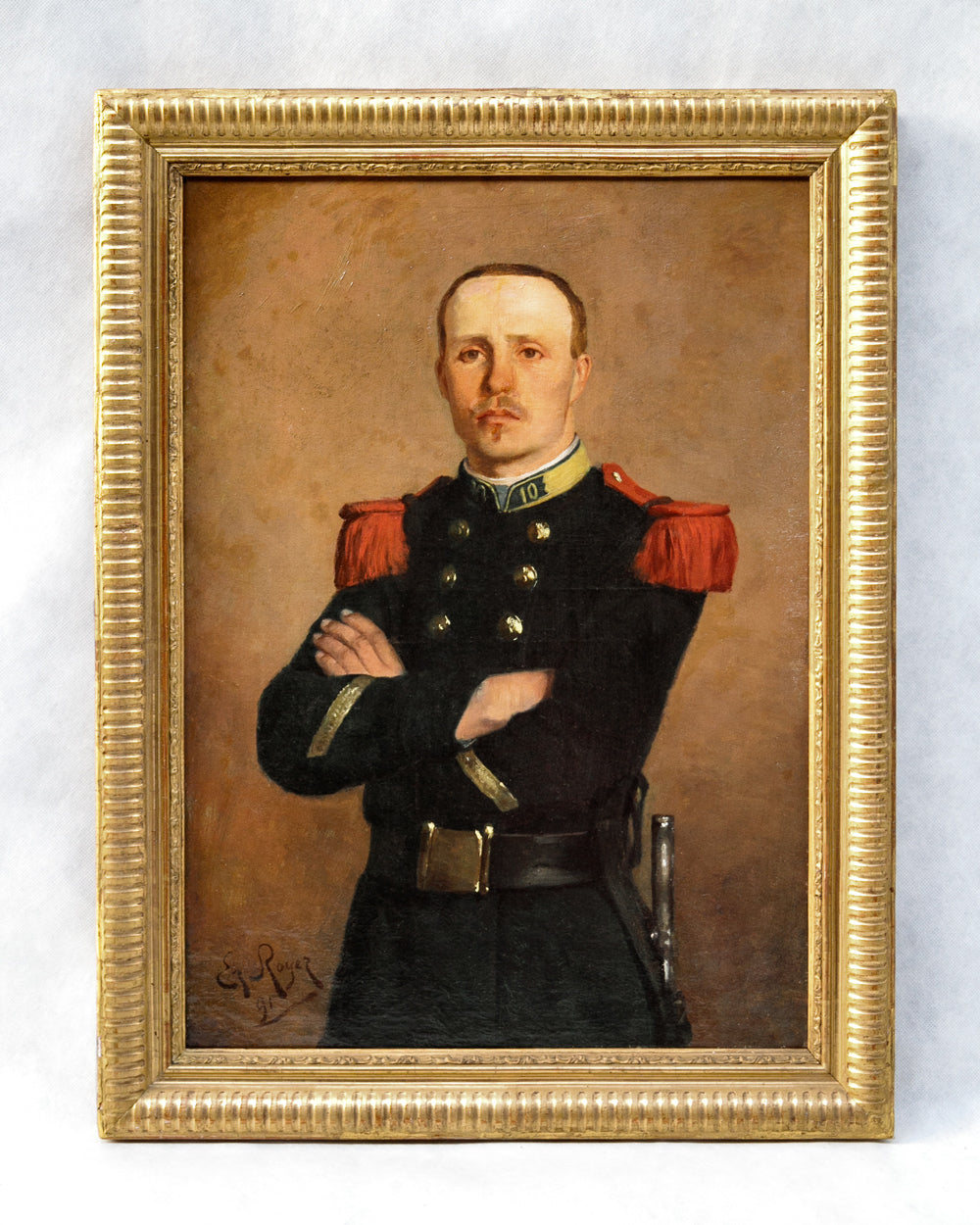 Small 19th C Portrait of a Young Lieutenant, 1891
