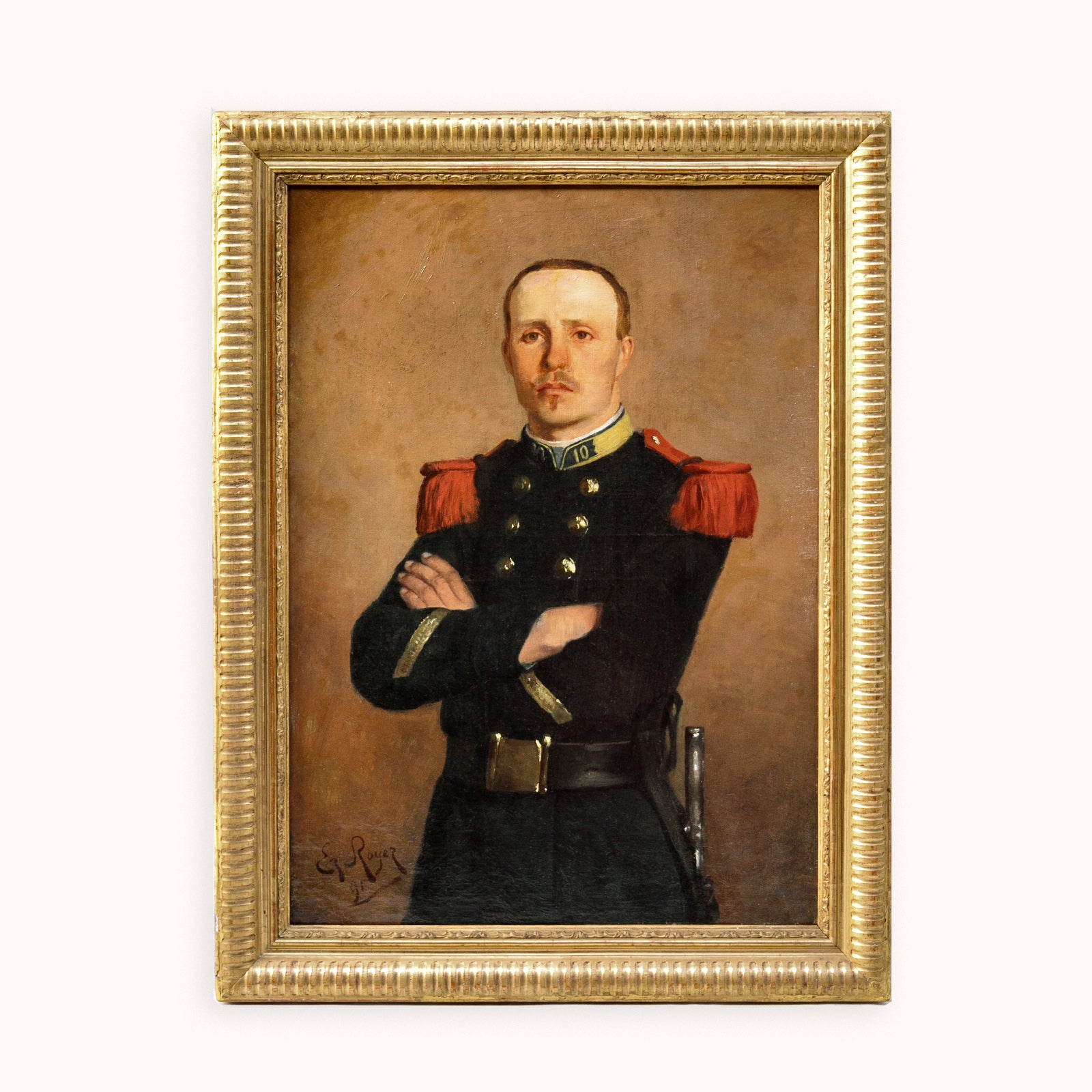 Small 19th C Portrait of a Young Lieutenant, 1891
