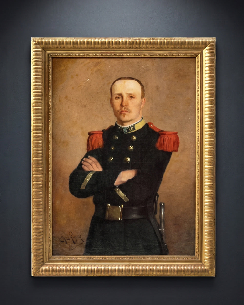 Small 19th C Portrait of a Young Lieutenant, 1891