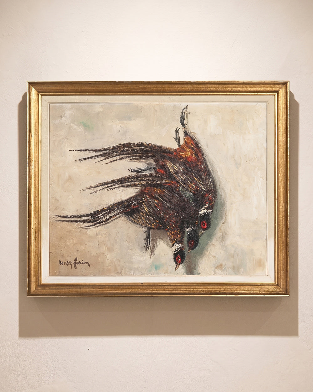 Mid Century Still Life with Hanging Pheasants by Henry Farion