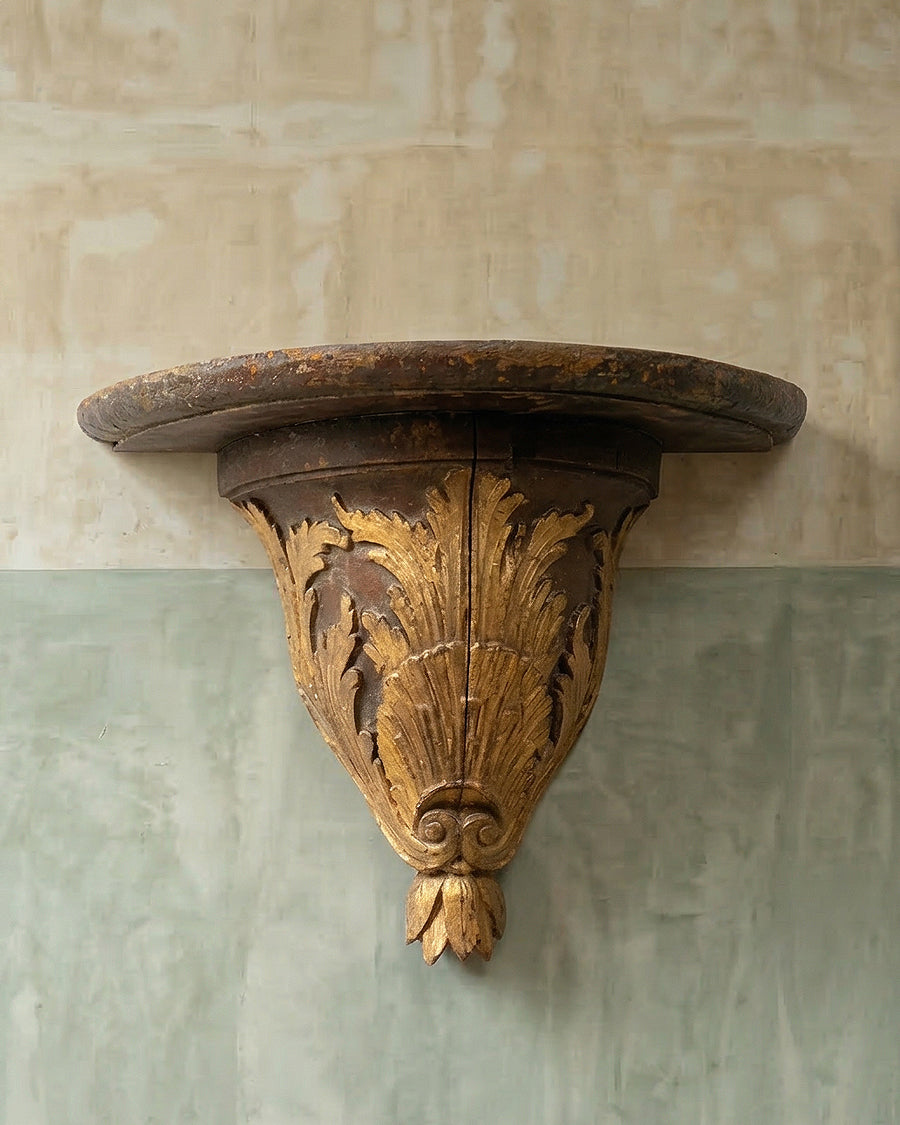 Antique Carved Wooden Gilded Wall Console