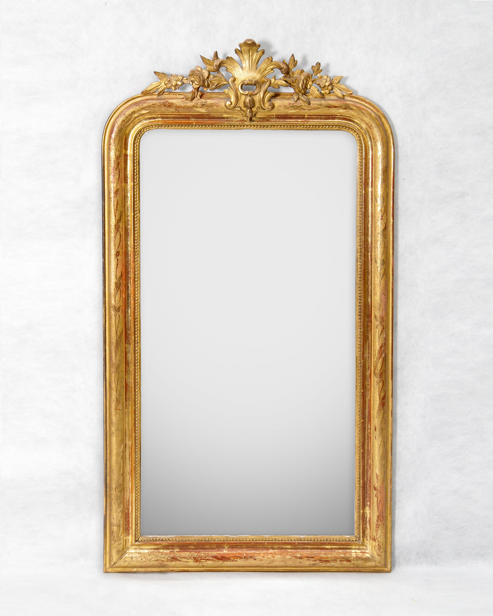 19th C Louis Philippe Mirror with Small Fleur de Lys Crest