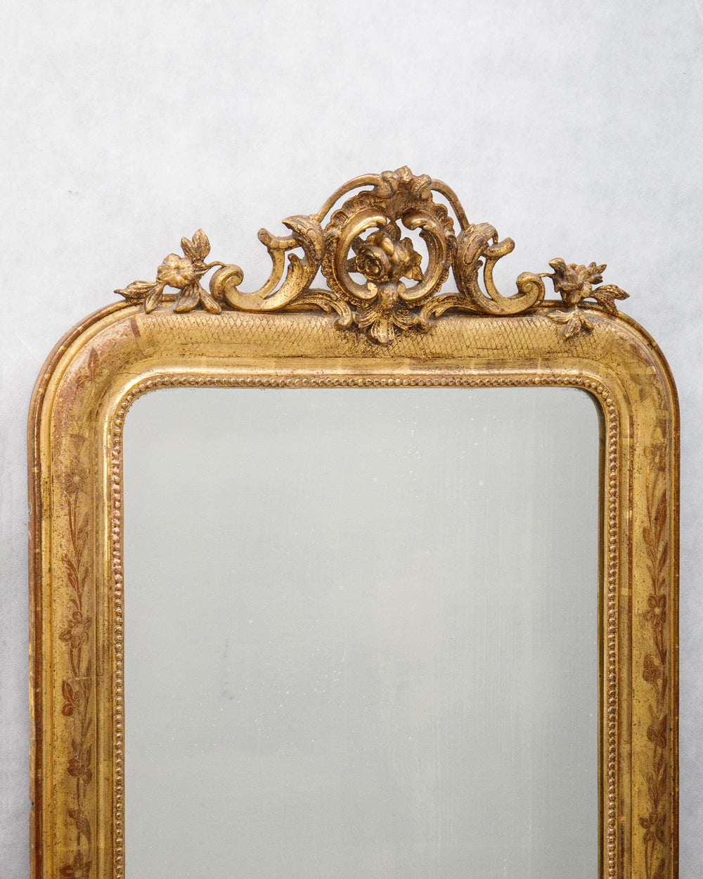 19th C Louis Philippe Mirror with Ornate Rose Crest