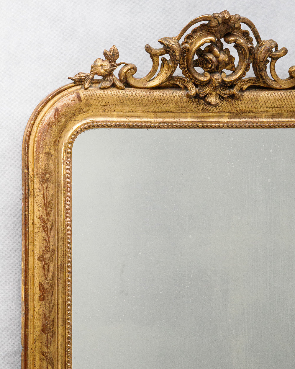 19th C Louis Philippe Mirror with Ornate Rose Crest