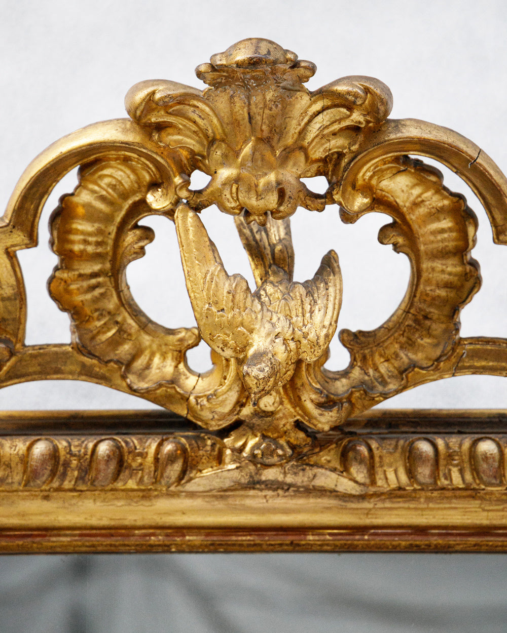 Rare 19th C Louis Philippe Mirror with Bird Cartouche