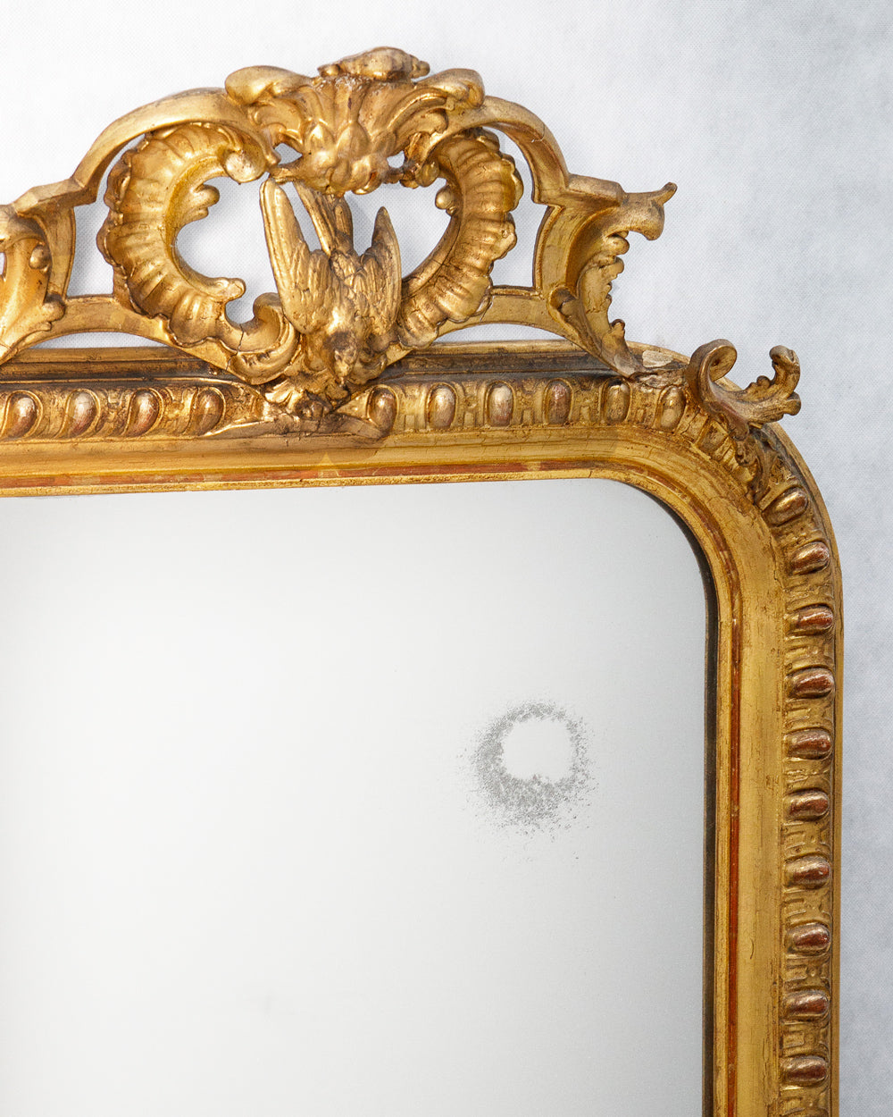 Rare 19th C Louis Philippe Mirror with Bird Cartouche