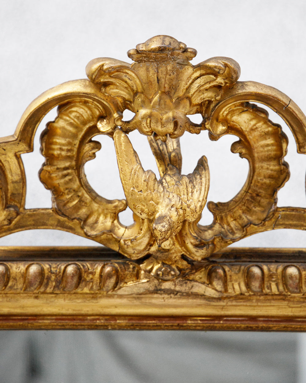 Rare 19th C Louis Philippe Mirror with Bird Cartouche