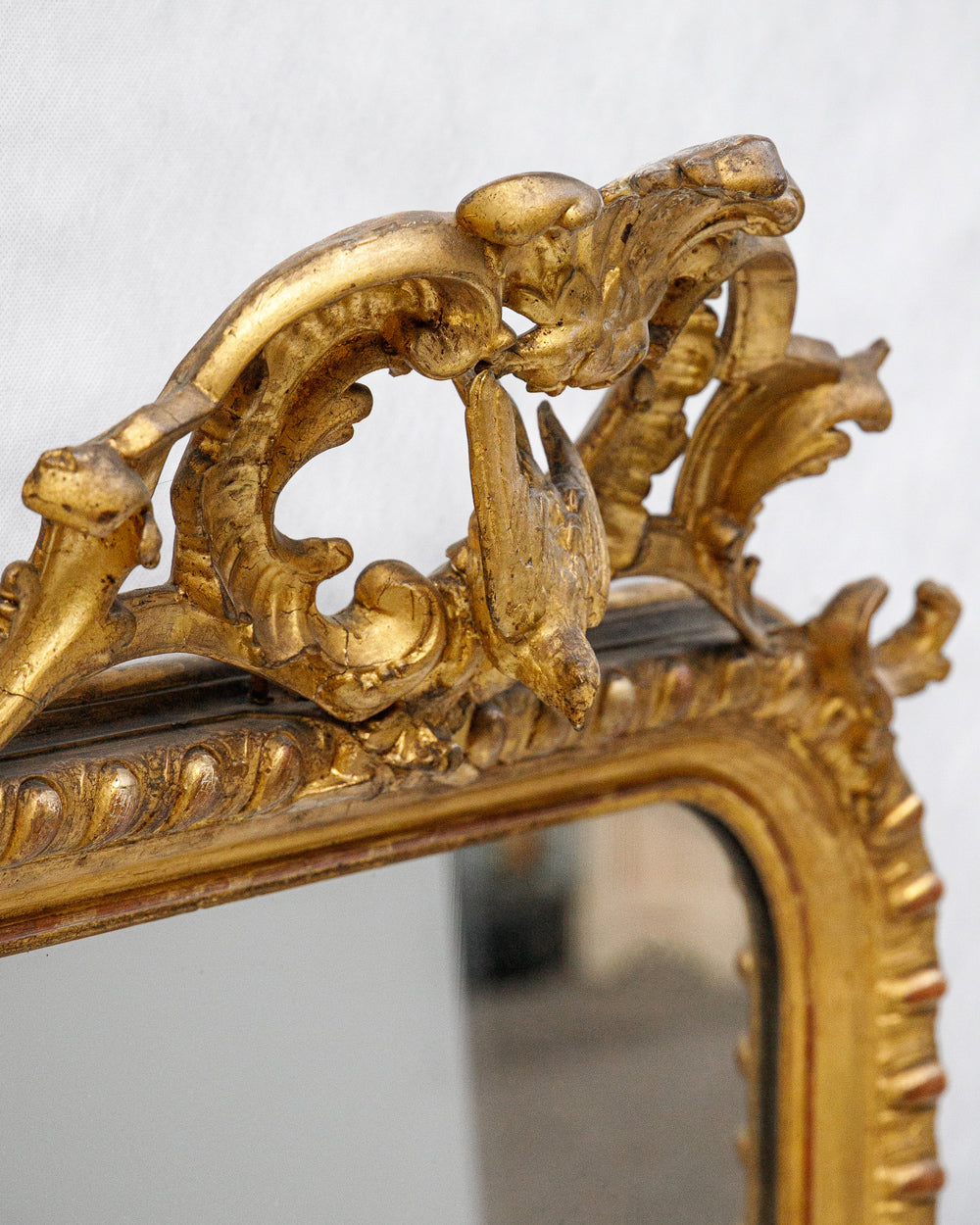 Rare 19th C Louis Philippe Mirror with Bird Cartouche