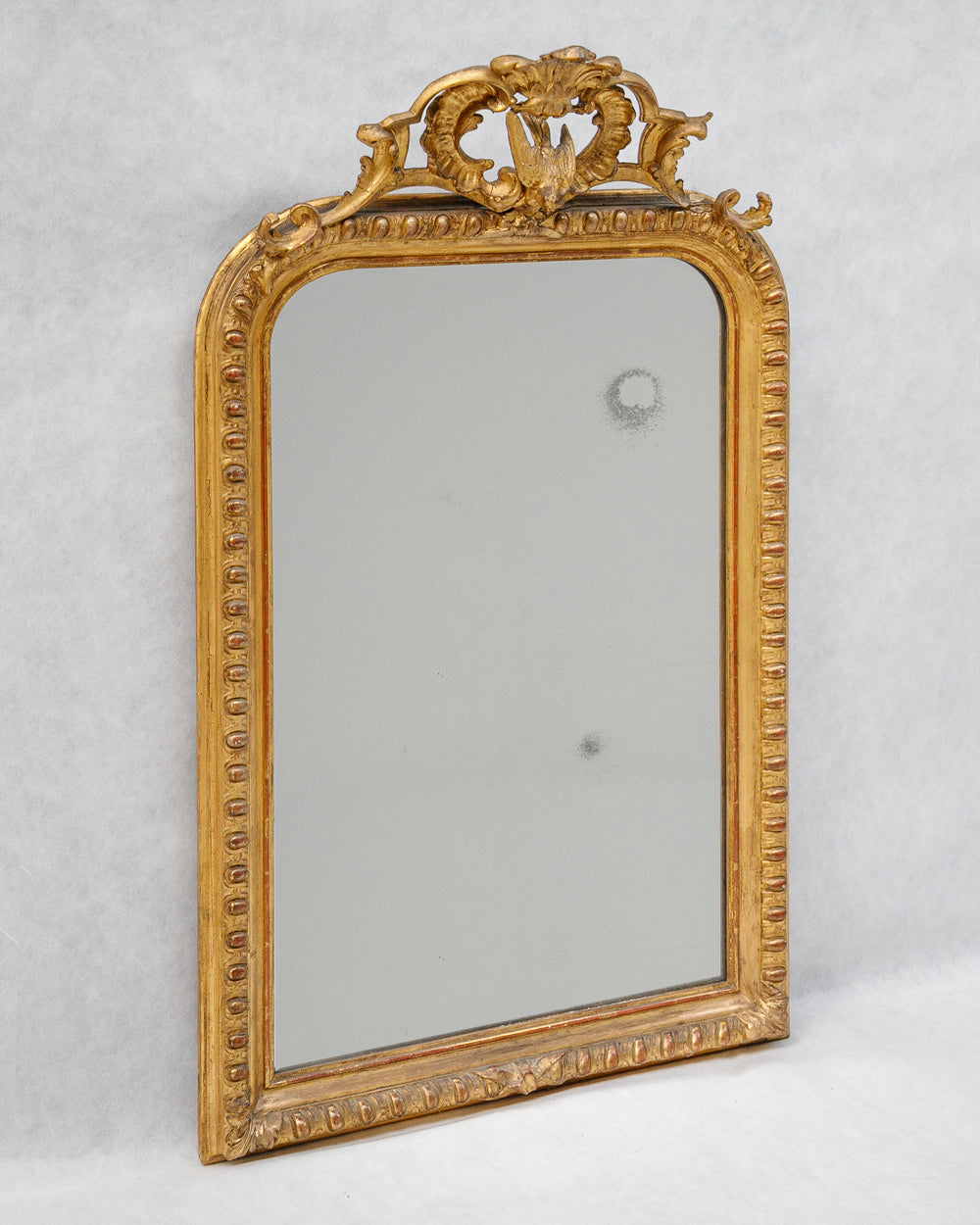 Rare 19th C Louis Philippe Mirror with Bird Cartouche