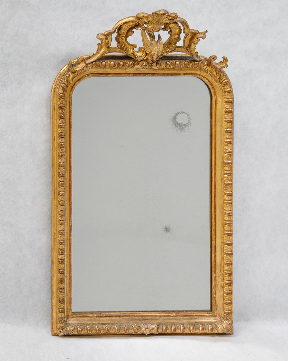 Rare 19th C Louis Philippe Mirror with Bird Cartouche