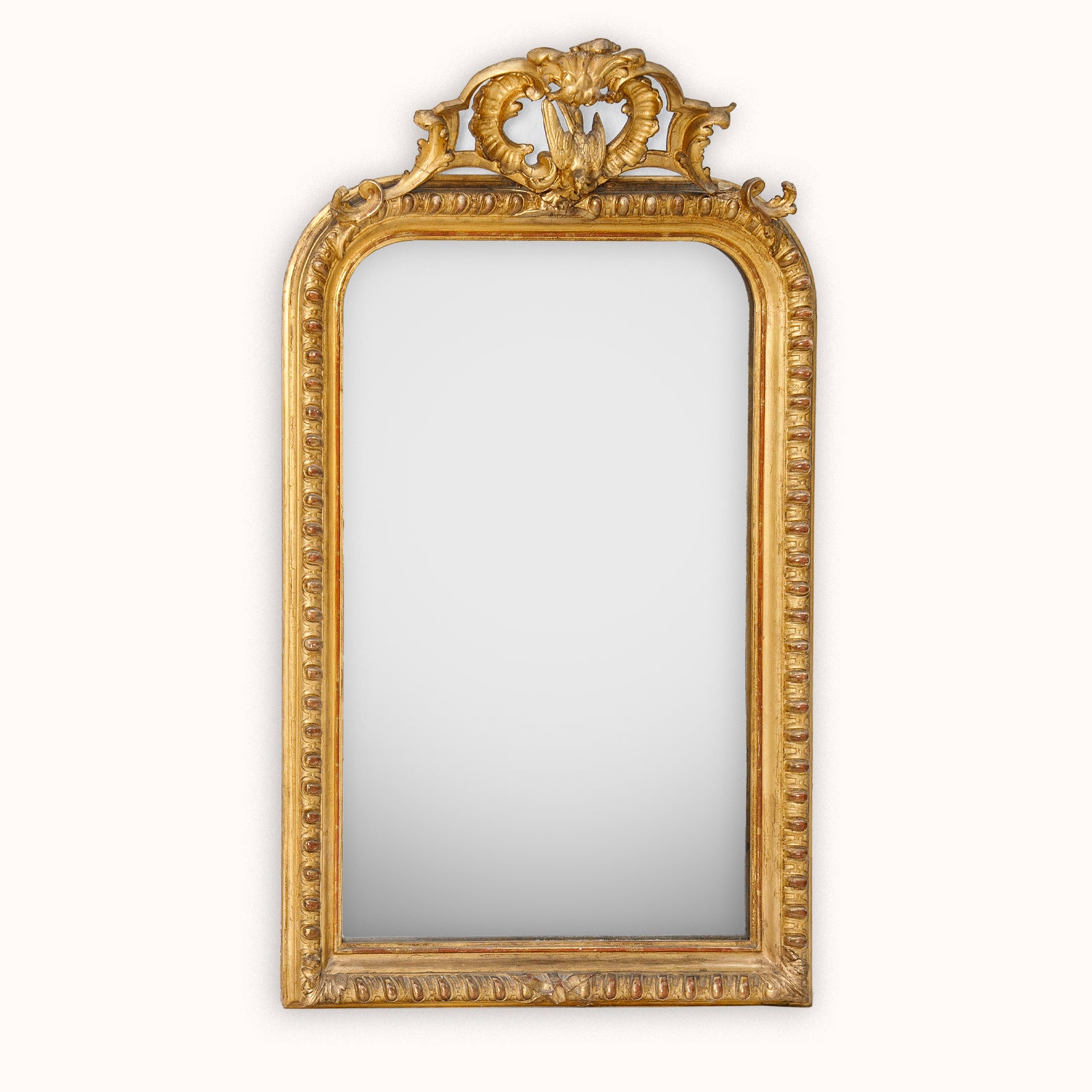 Rare 19th C Louis Philippe Mirror with Bird Cartouche