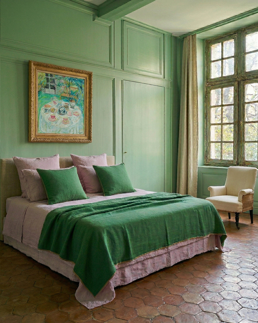 Apple Green Soft Linen Blend Throw Blanket | 260 x 260