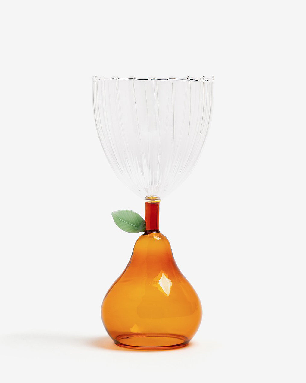Honey Amber Pear Shaped Wine Glass or Goblet