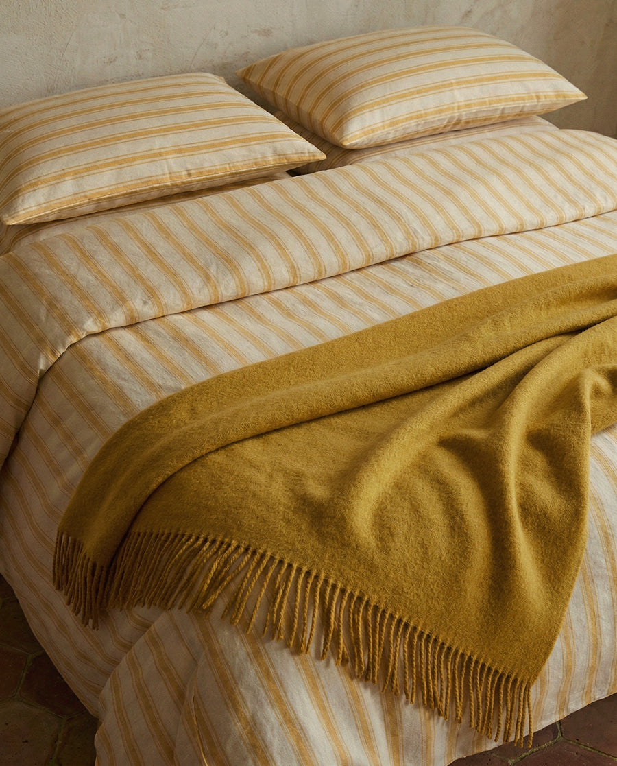 Gotland Brushed Wool Trow Blanket in Honey Yellow