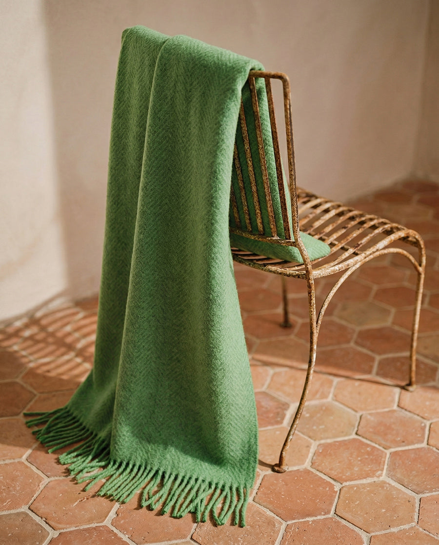 Gotland Brushed Wool Trow Blanket in Pear Green