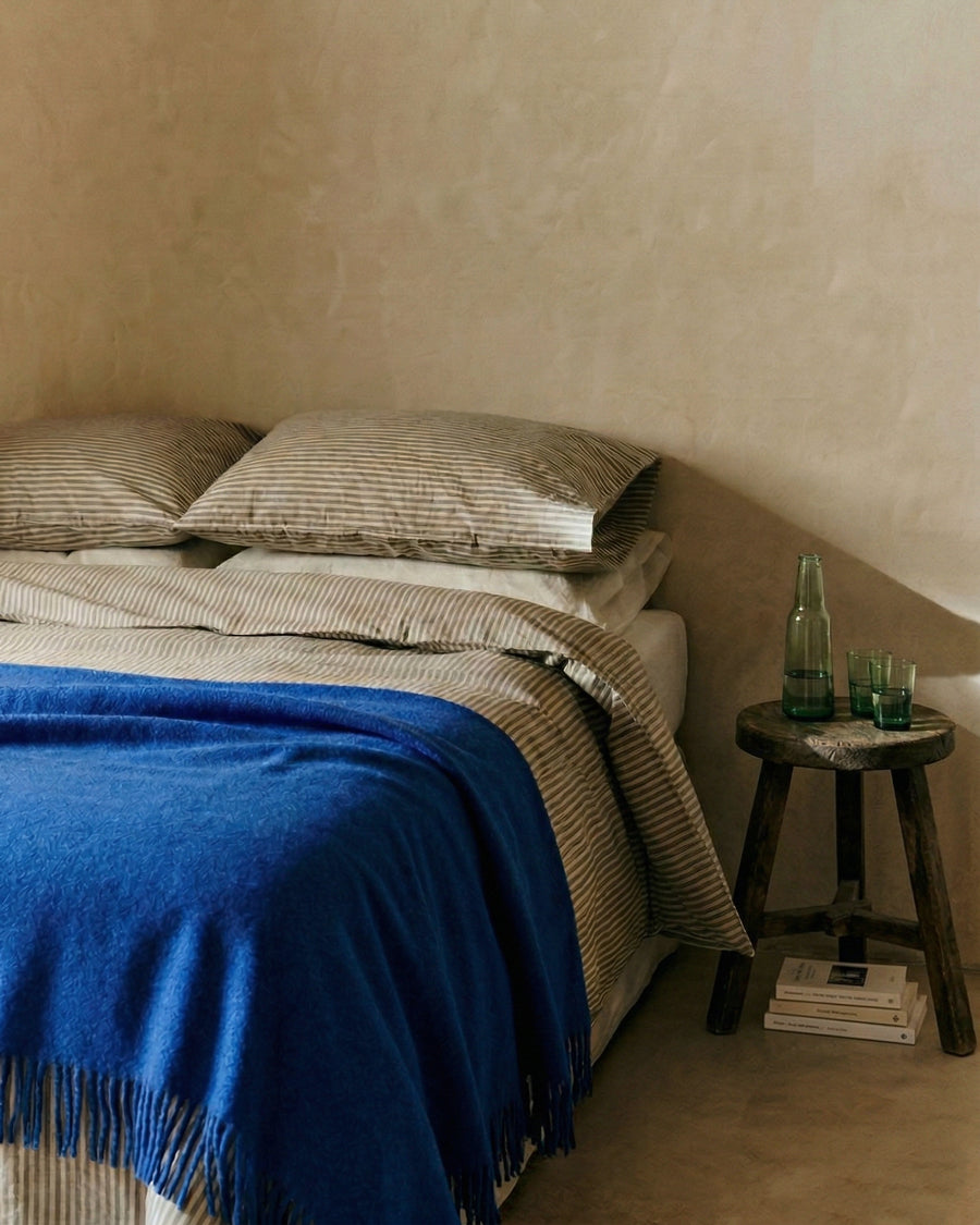 Gotland Brushed Wool Trow Blanket in Cobalt Blue