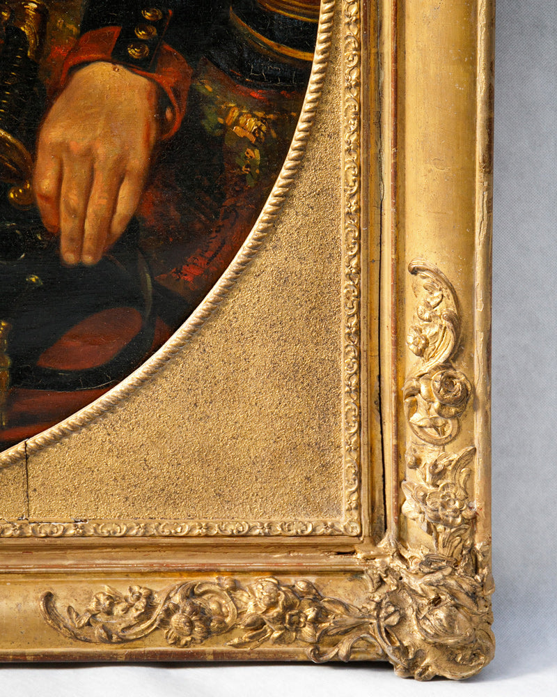 Large 19th C Portrait of a Decorated Gentleman & His Dog, 1879