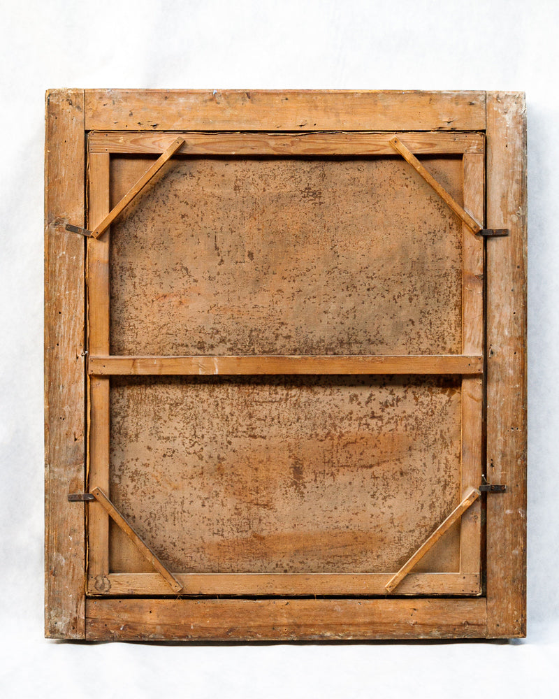 Large 19th C Portrait of a Decorated Gentleman & His Dog, 1879