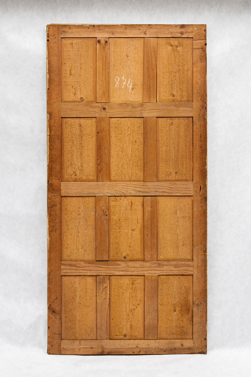 Wooden back panel of an antique French mirror on a white background