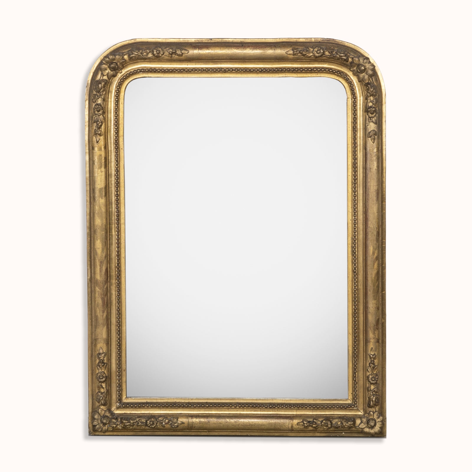 19th C Golden Louis Philippe Flower Mirror