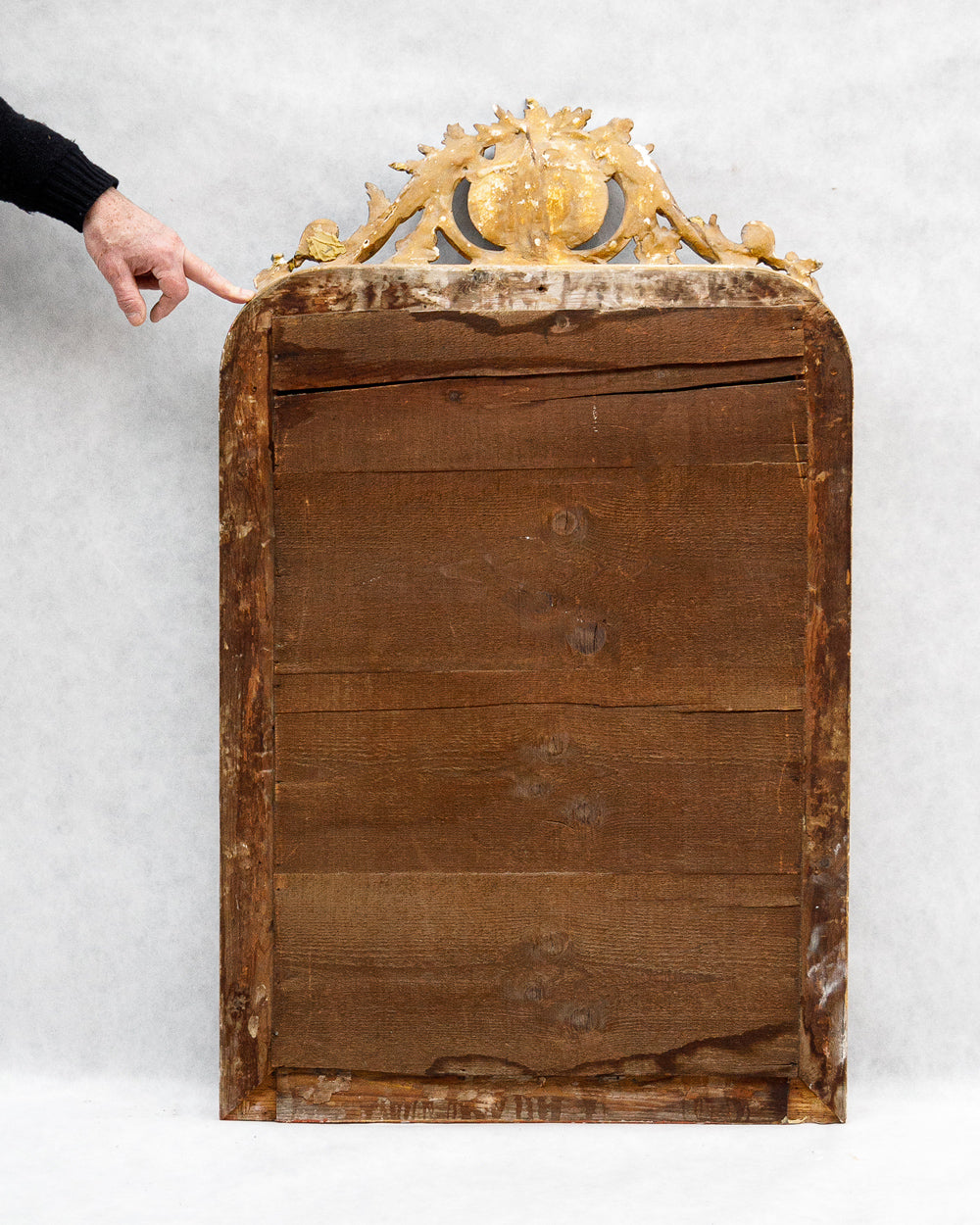 19th C Louis Philippe Mirror with Small Shell and Flower Crest