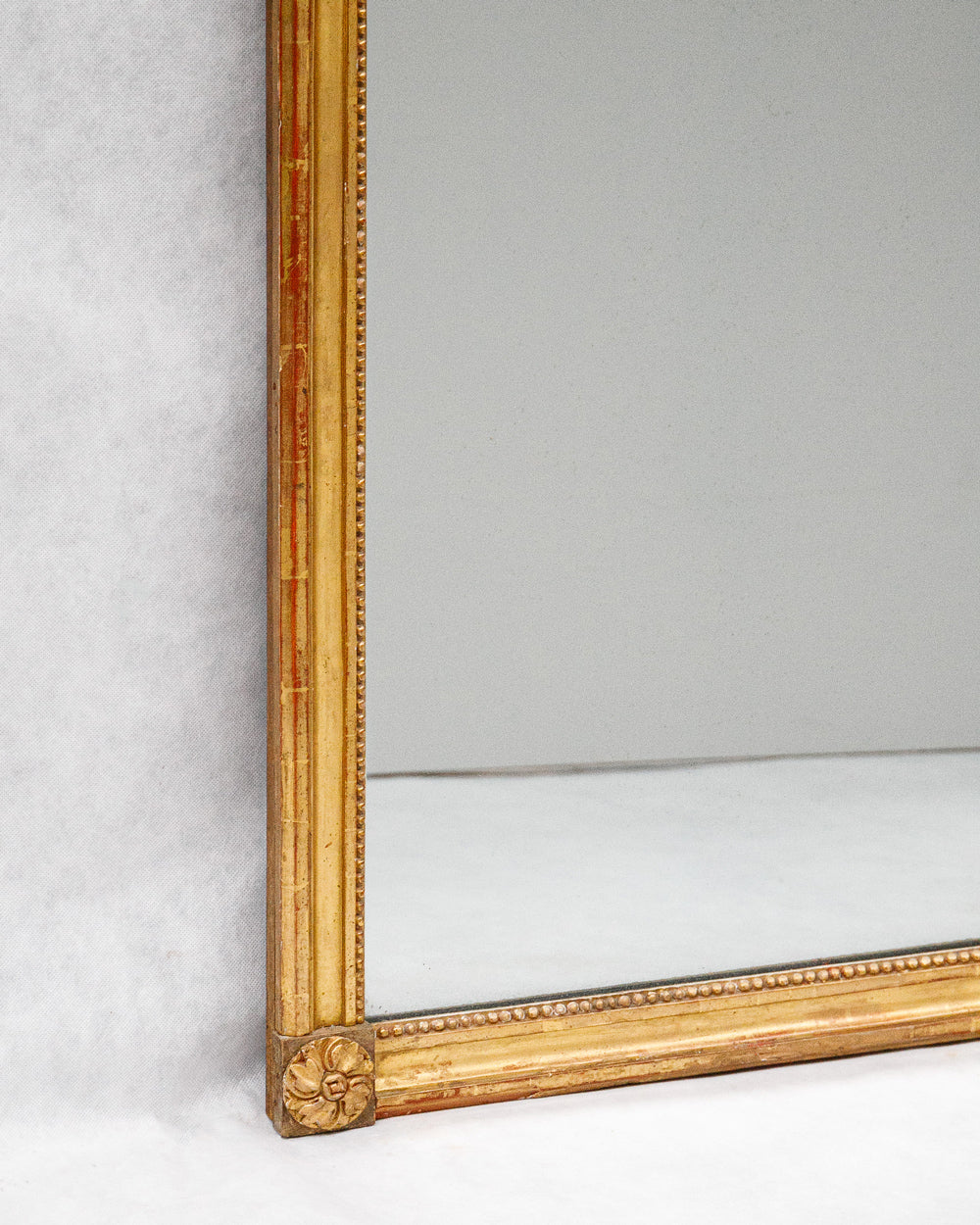 19th C Louis XVI Style Rectangular Mirror with Flower Corners