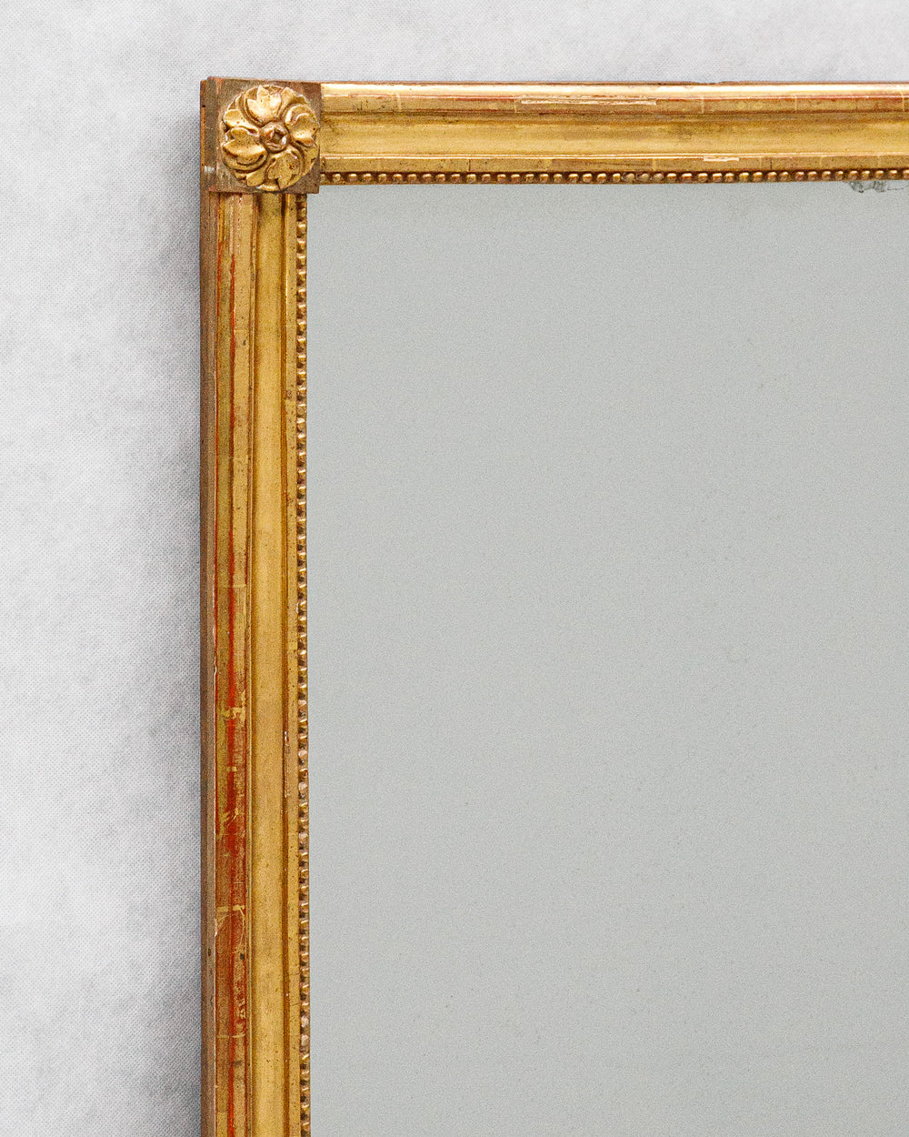 19th C Louis XVI Style Rectangular Mirror with Flower Corners