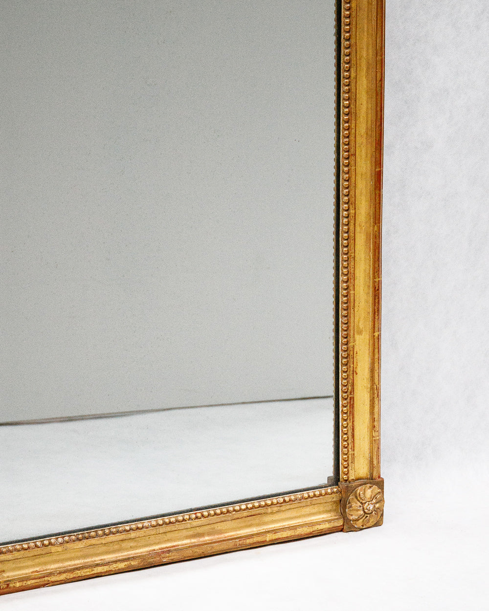 19th C Louis XVI Style Rectangular Mirror with Flower Corners