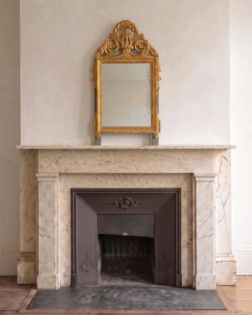 18th C French Louis XVI Harp Mirror