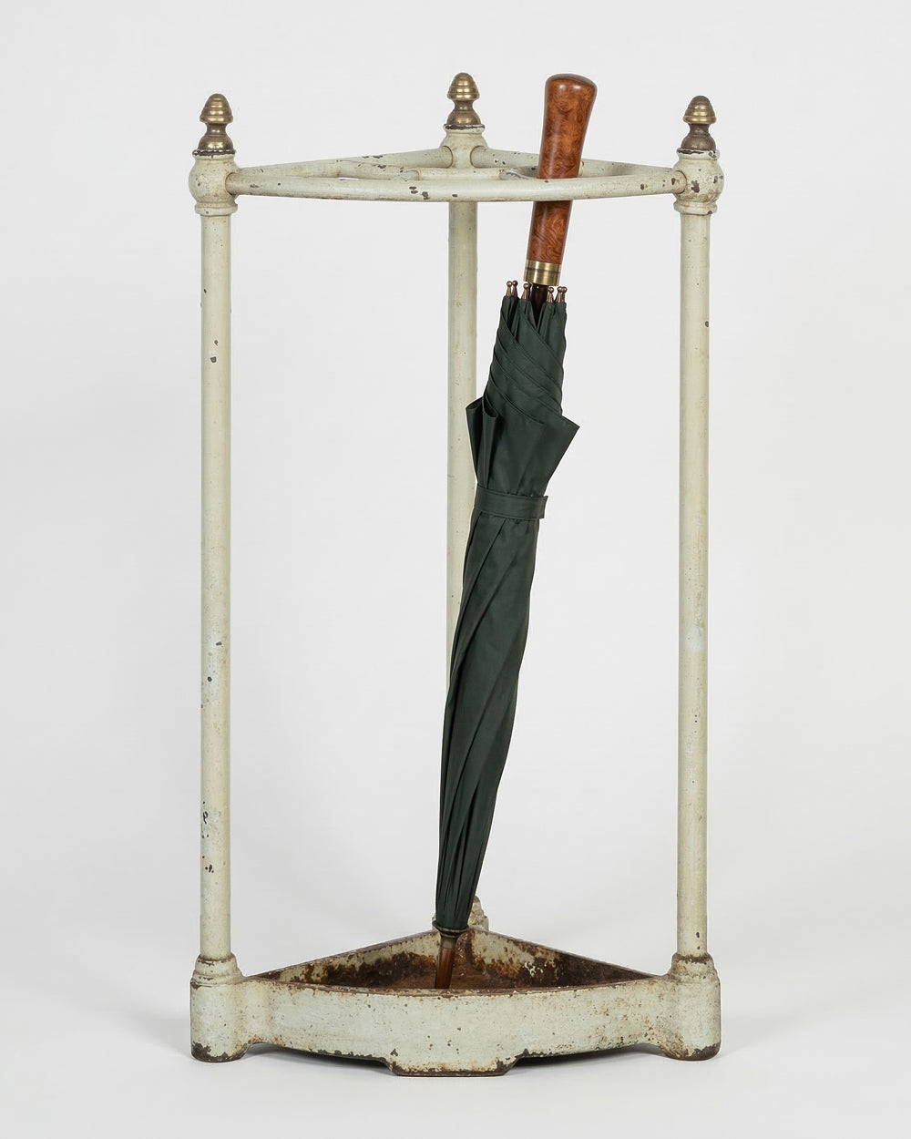 19th C Corner Umbrella Rack in Mint Green