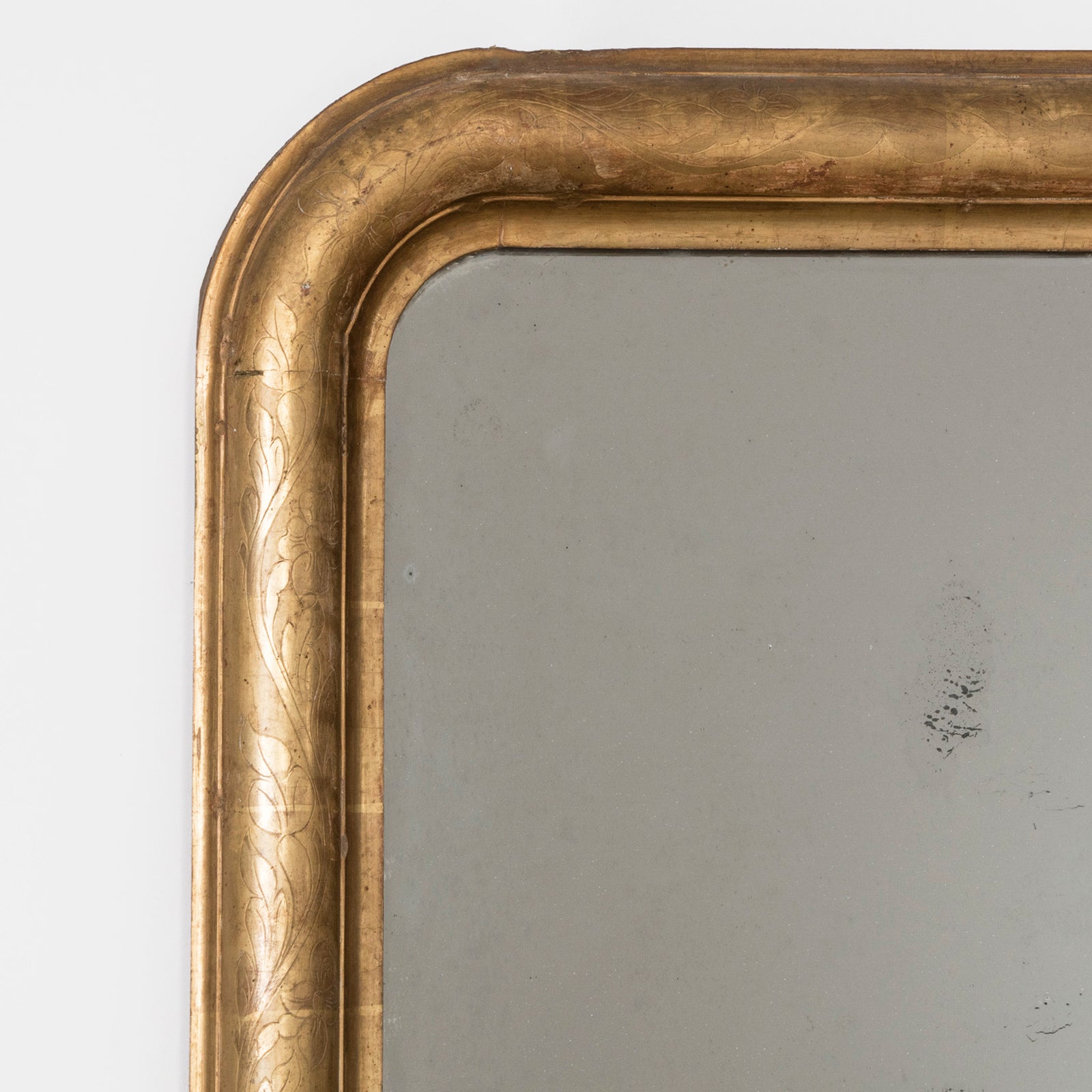 Narrow 19th C Louis Philippe Mirror with Flowers