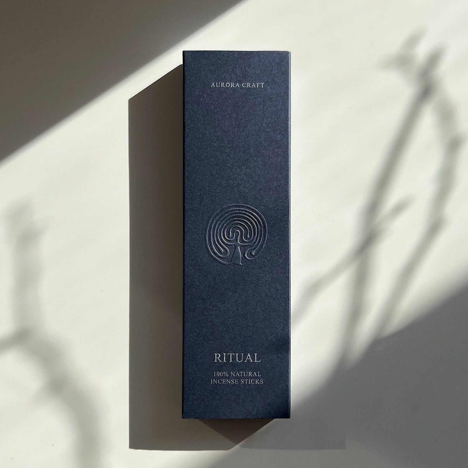 Dark blue box of Aurora Craft Ritual incense sticks on a light surface, available via Wildschut Antiques Homeware