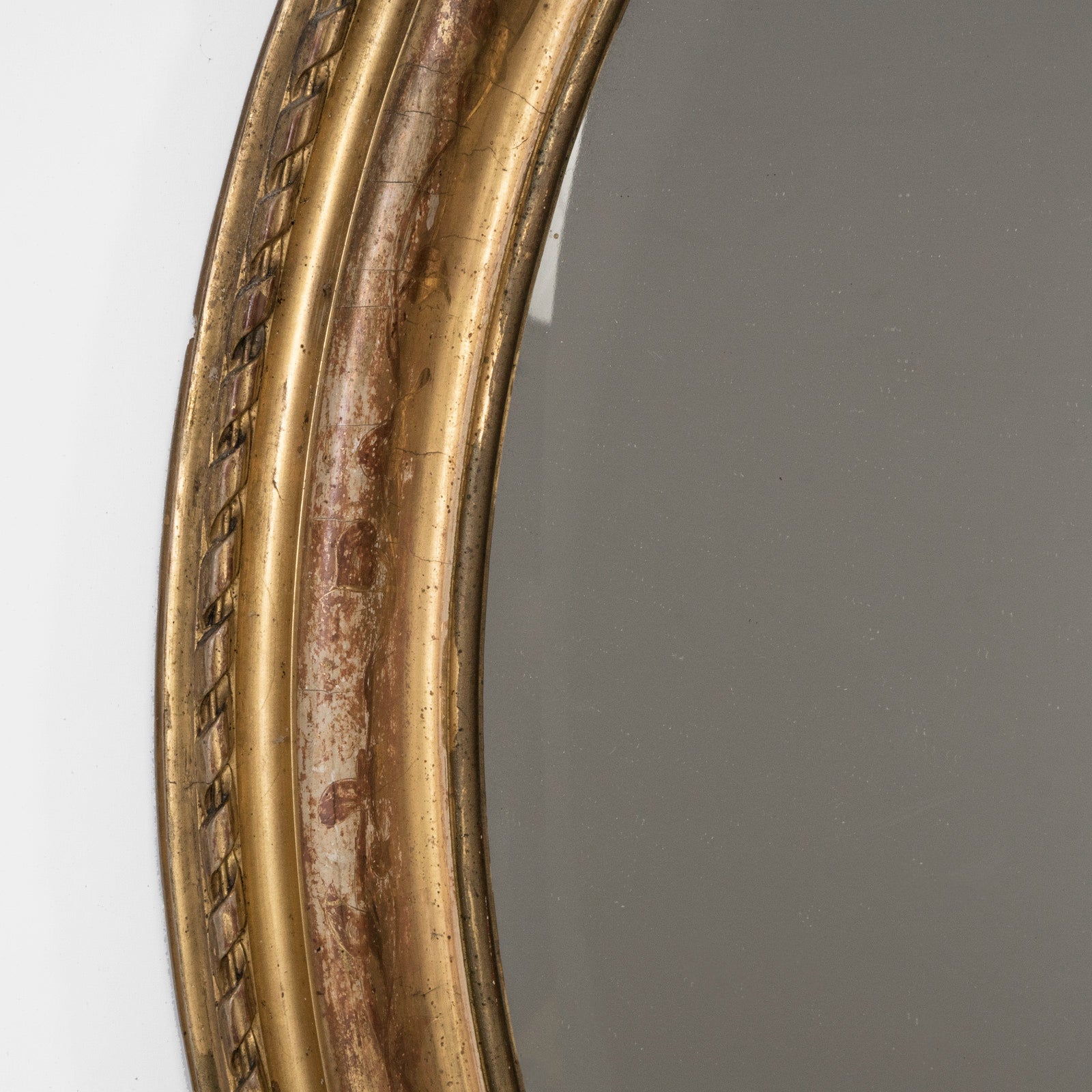 19th C French Oval Gold Leaf Mirror with Crest 