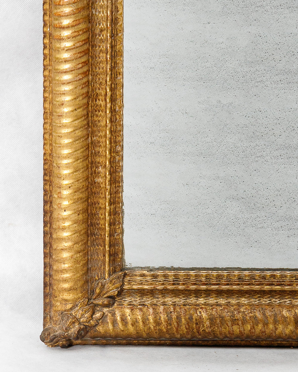 French 19th C Rectangular Golden Mirror with Ribbed Frame