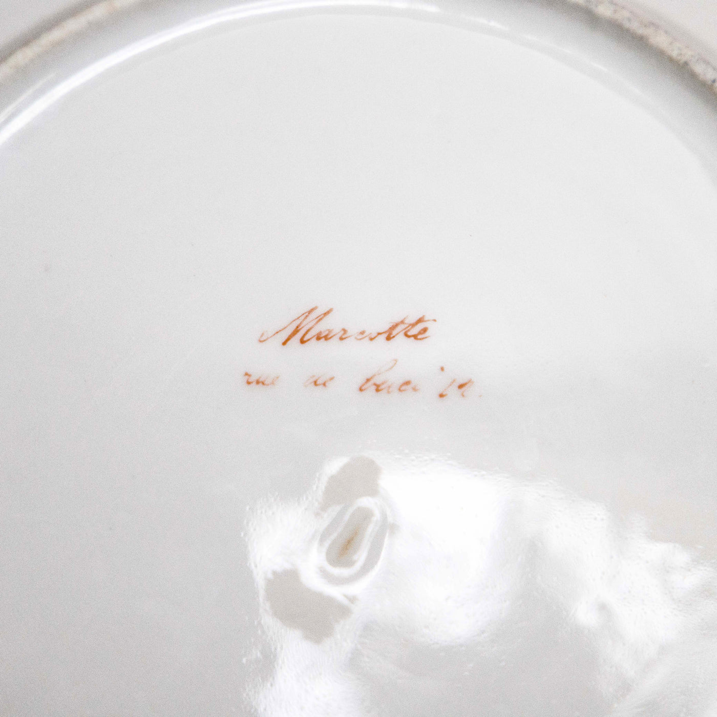 Antique Porcelain Plates with Graceful Monograms, Set of 8