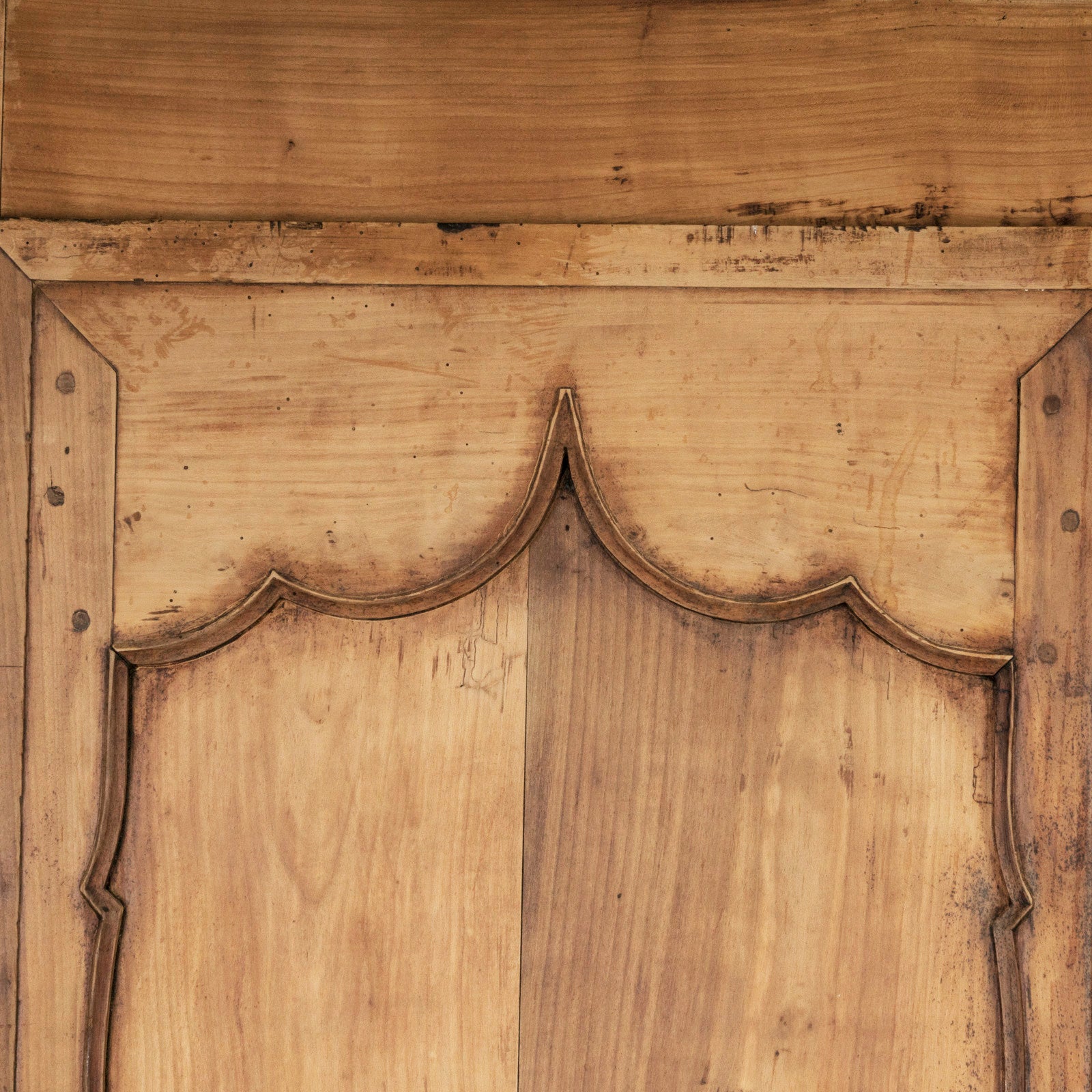 Rustic French Hand Carved Fruitwood Armoire