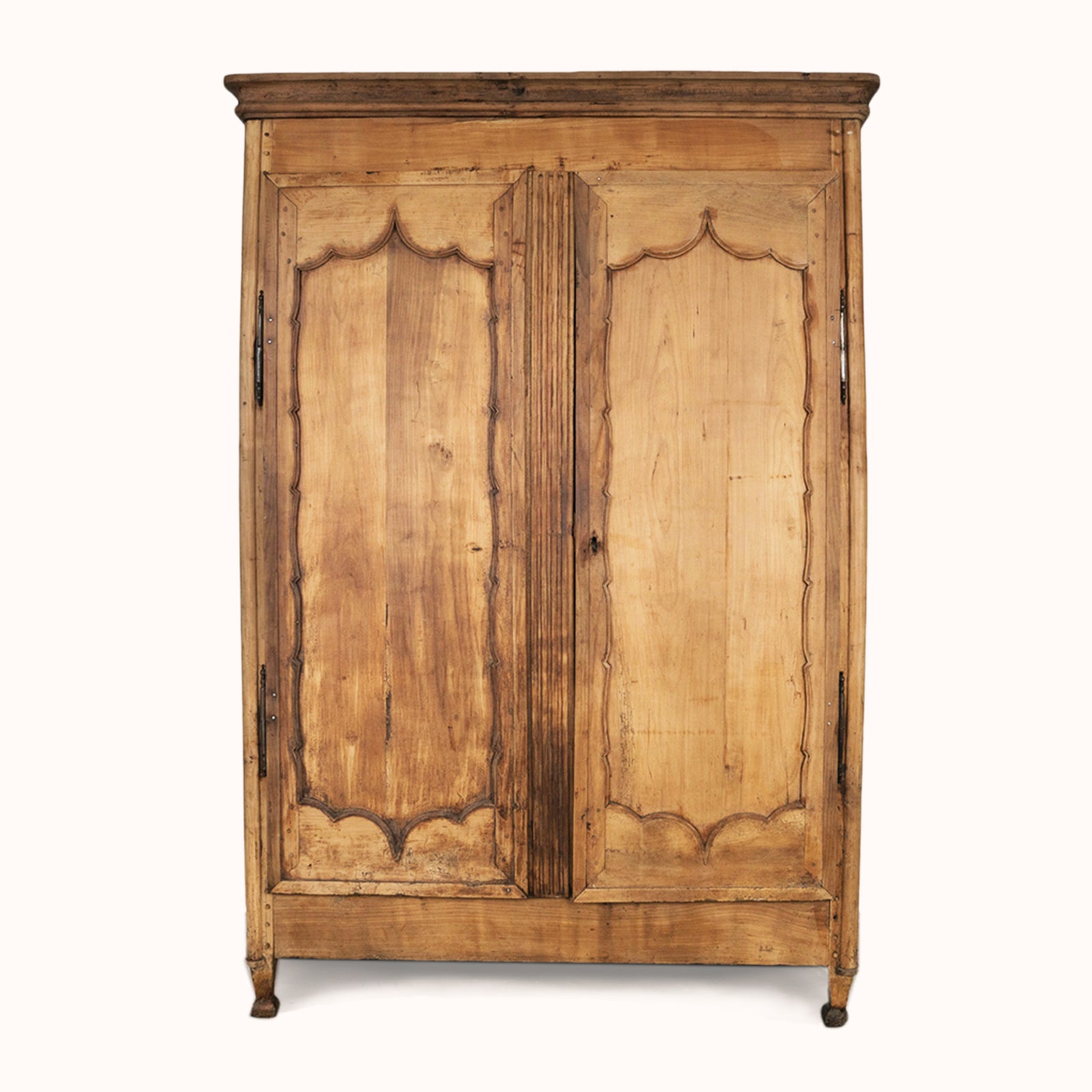 Rustic French Hand Carved Fruitwood Armoire