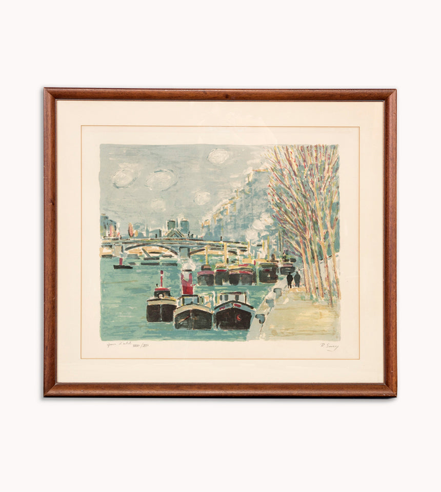 Vintage Litho of Paris | R. Savary | Quay of the Seine