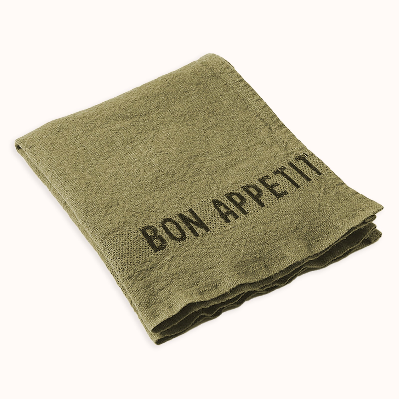 Bon Appetit Linen Napkins in Avocado Green, Set of two