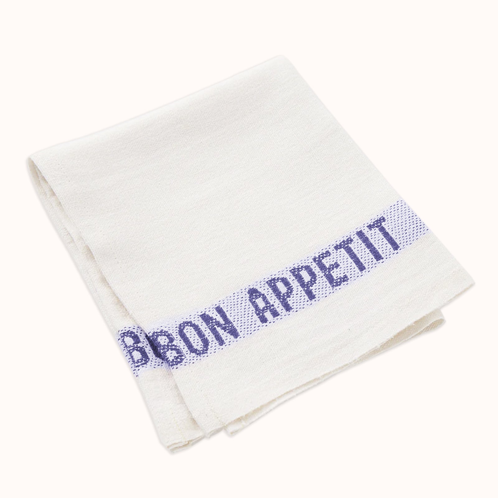 Bon Appetit Linen Napkins in White and Blue, Set of two