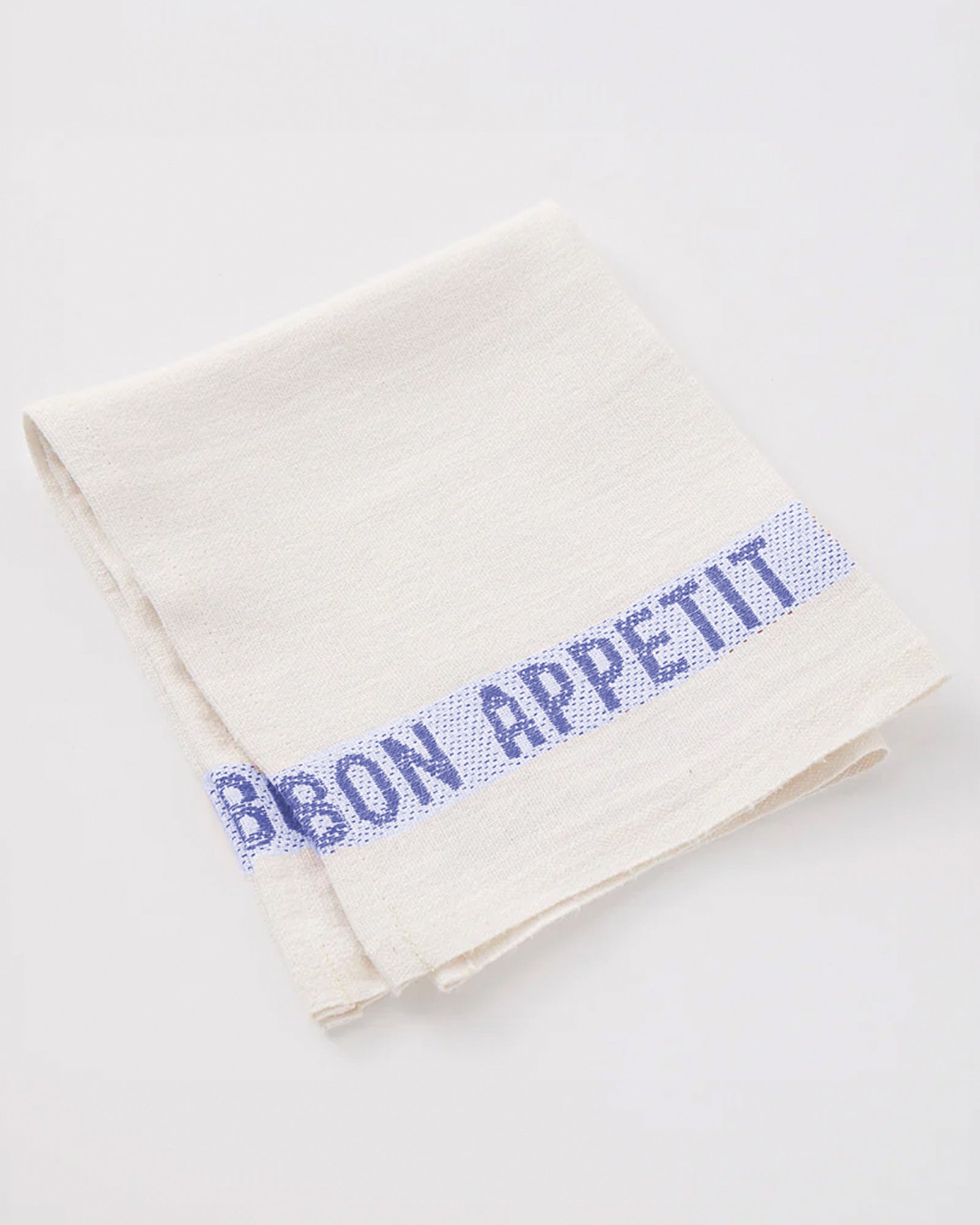 Bon Appetit Linen Napkins in White and Blue, Set of two