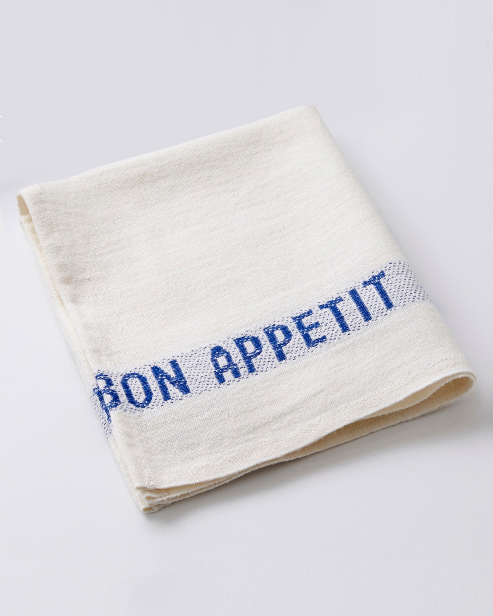 Bon Appetit Linen Napkins in White and Blue