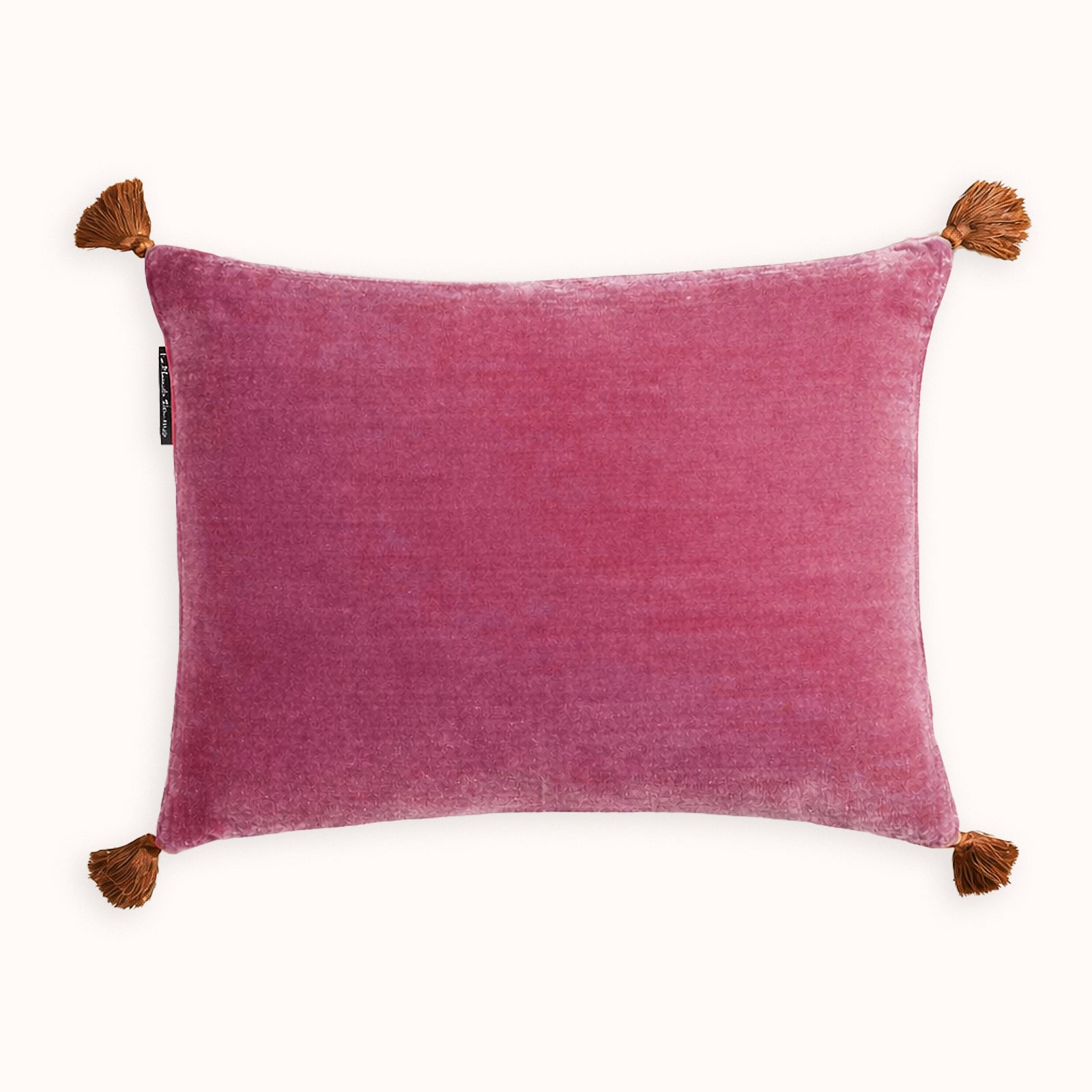 Silk Velvet Velour Pompom Cushion | Grenade Blush