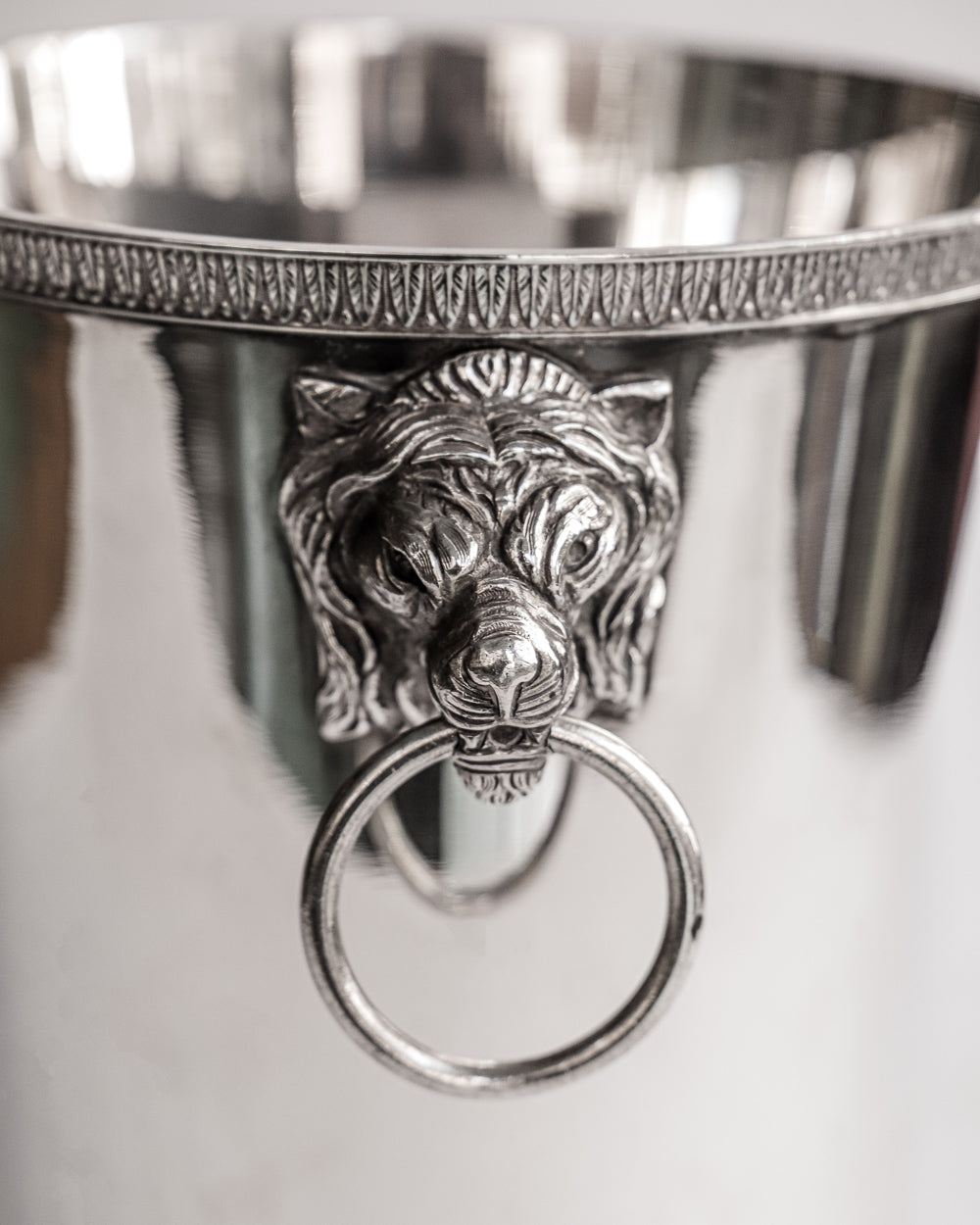 Heavy Vintage Silver Plated Lion Head Champagne Cooler and Ice Bucket