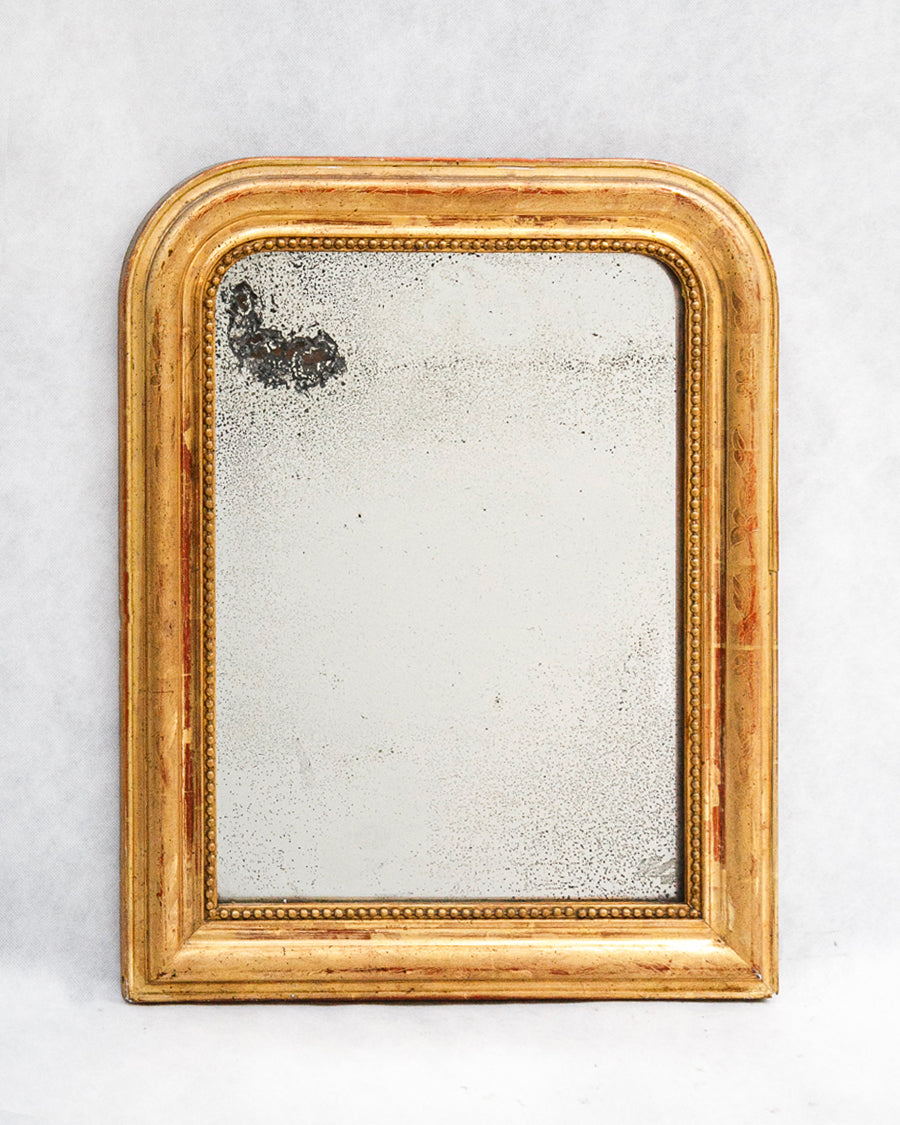 Set of Two 19th C Petite French Gilt Rouge Louis Philippe Mirrors