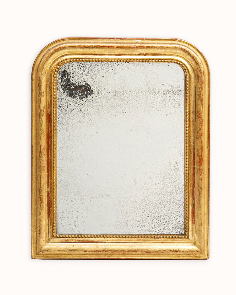 Set of Two 19th C Petite French Gilt Rouge Louis Philippe Mirrors