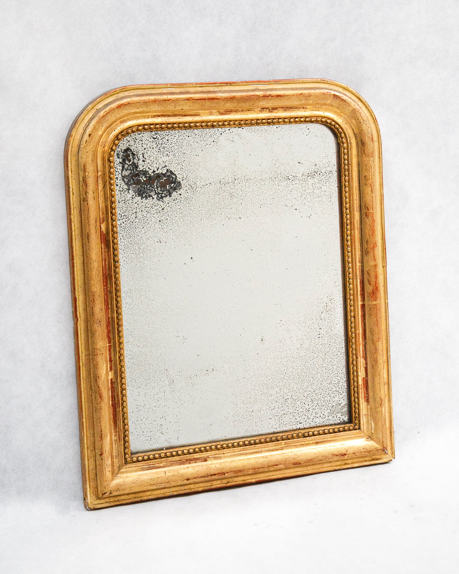 Set of Two 19th C Petite French Gilt Rouge Louis Philippe Mirrors
