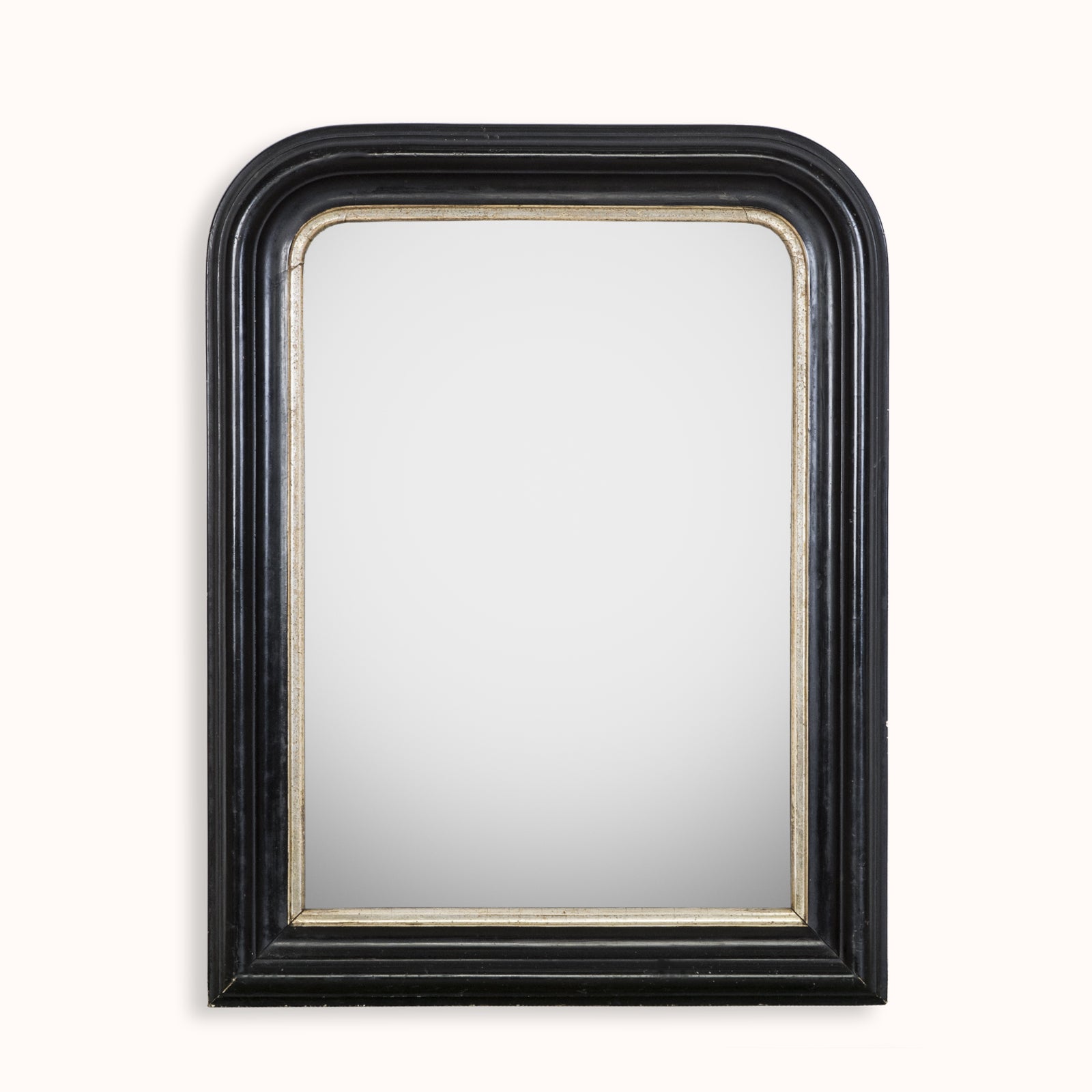 19th C Small Black and Gold Napoleon III Mirror